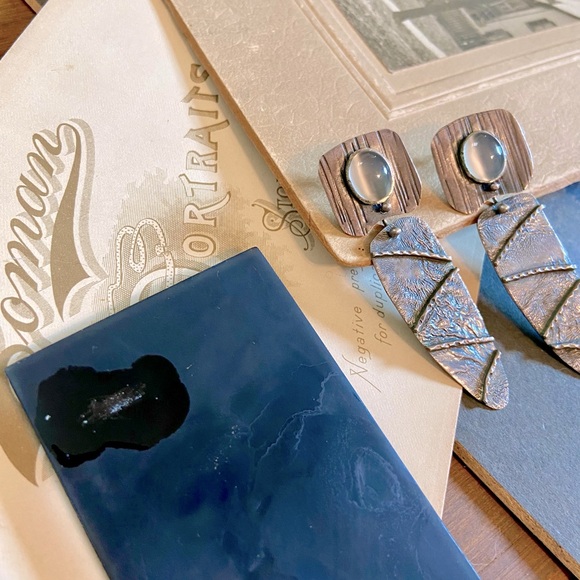 Highly Textured Artisan Made Sterling Silver Pierced Ear drop Earrings - Picture 10 of 10